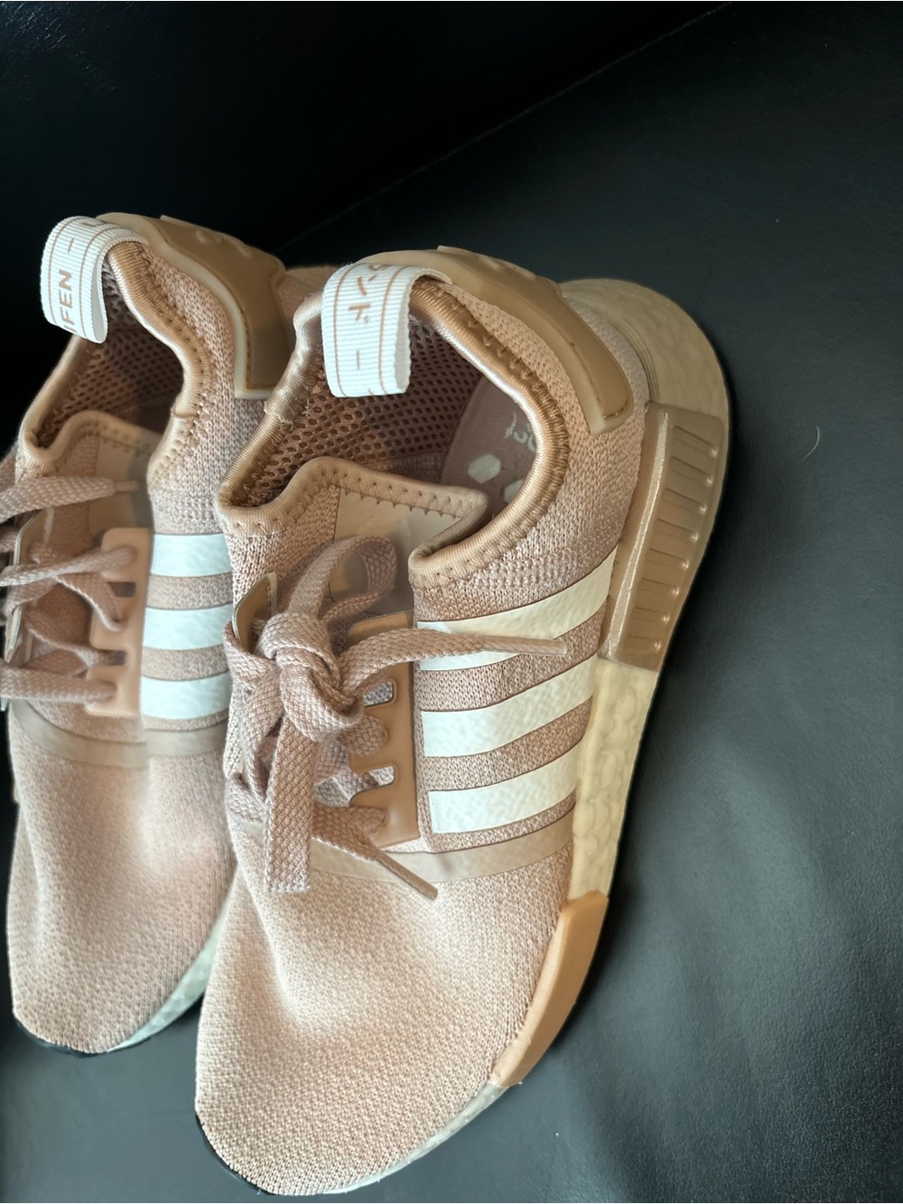 adidas Pale Pink Knit Casual Sneakers with White Stripes